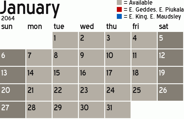 Missionary Dinner Calendar