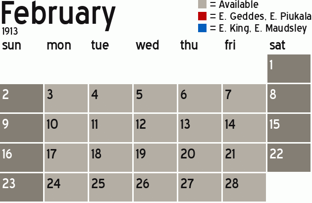 Missionary Dinner Calendar