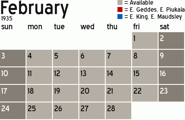 Missionary Dinner Calendar
