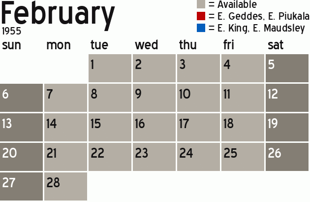 Missionary Dinner Calendar