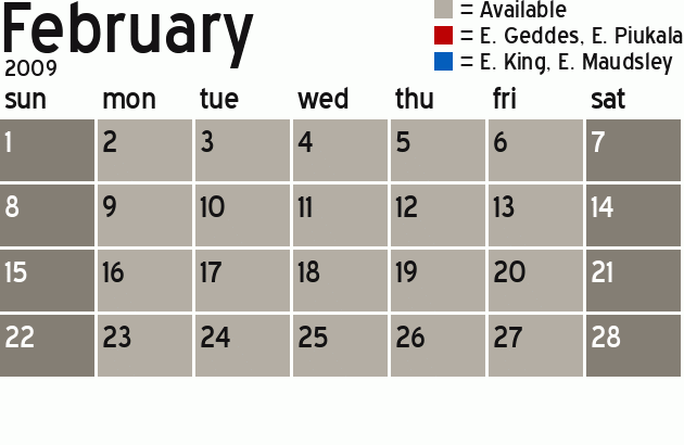 Missionary Dinner Calendar