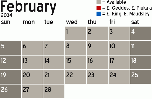 Missionary Dinner Calendar