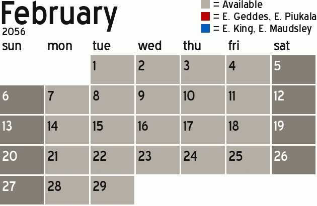 Missionary Dinner Calendar