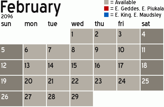 Missionary Dinner Calendar
