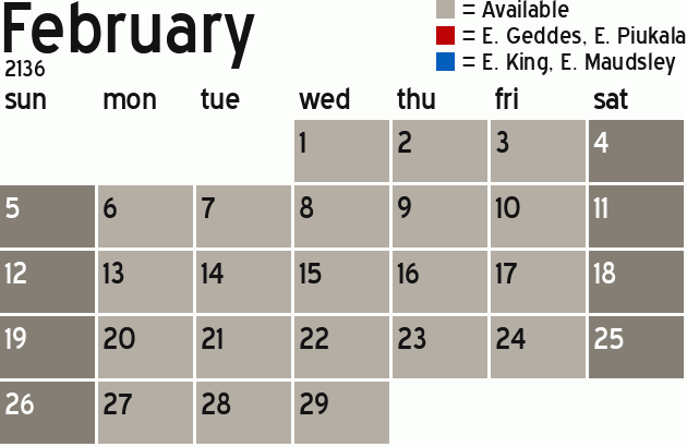 Missionary Dinner Calendar