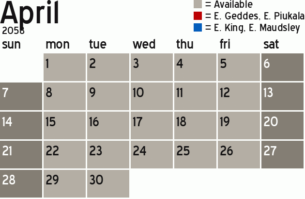 Missionary Dinner Calendar