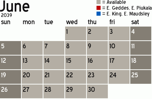 Missionary Dinner Calendar