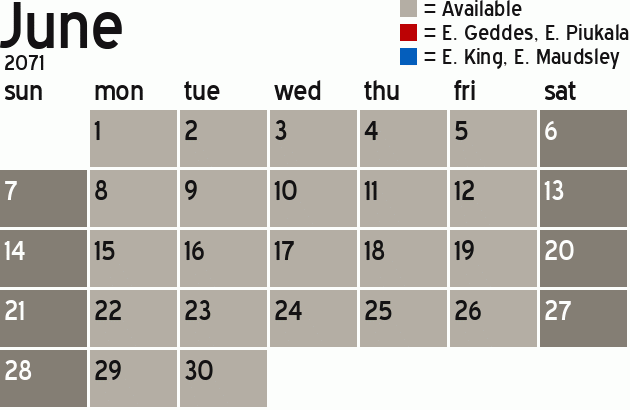 Missionary Dinner Calendar