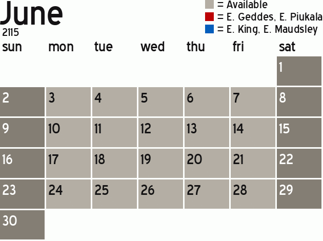 Missionary Dinner Calendar