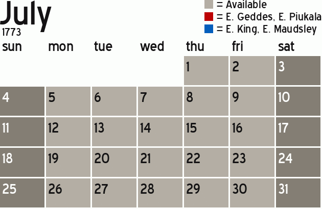 Missionary Dinner Calendar