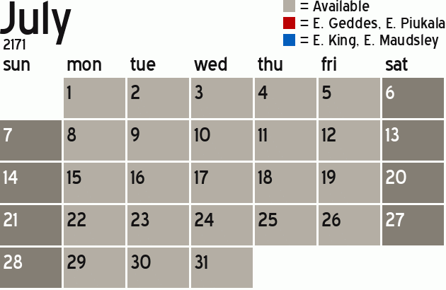 Missionary Dinner Calendar