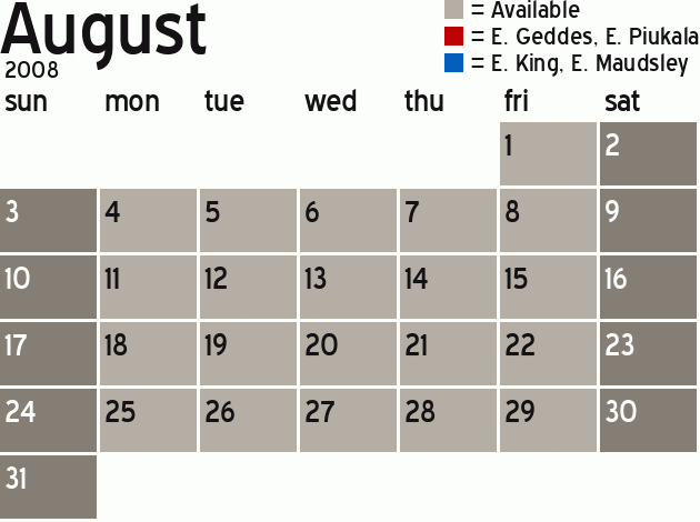 Missionary Dinner Calendar