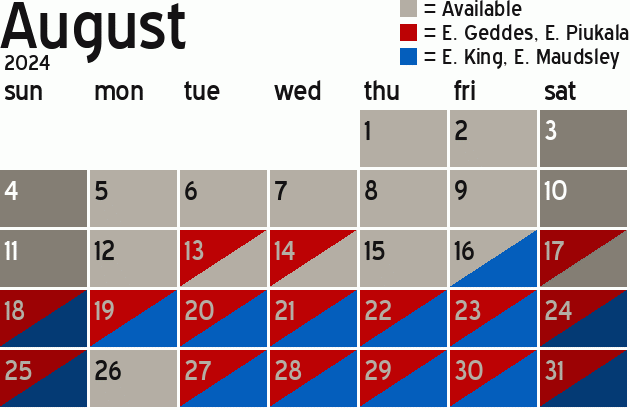 Missionary Dinner Calendar
