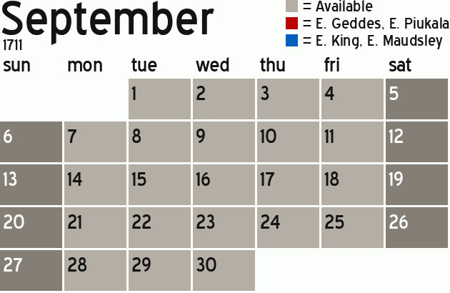 Missionary Dinner Calendar
