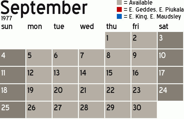 Missionary Dinner Calendar