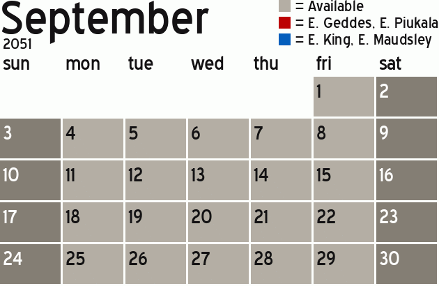 Missionary Dinner Calendar