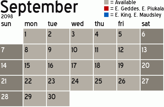 Missionary Dinner Calendar