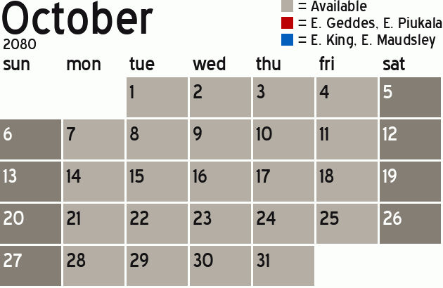 Missionary Dinner Calendar