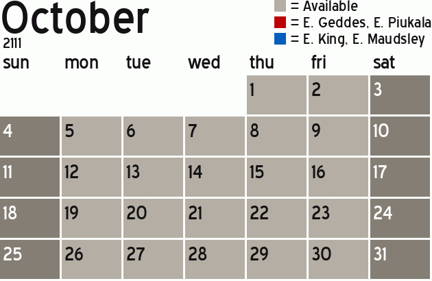 Missionary Dinner Calendar