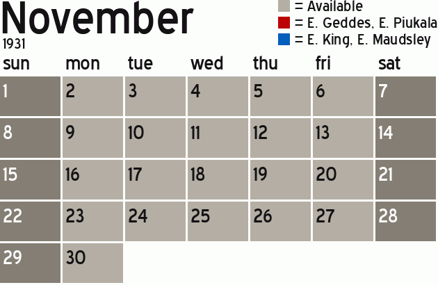 Missionary Dinner Calendar