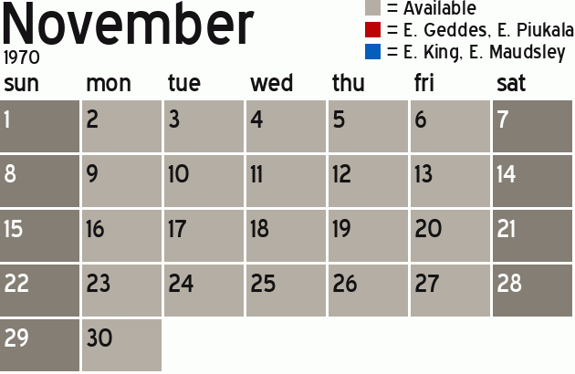 Missionary Dinner Calendar