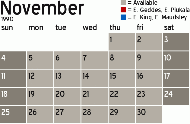 Missionary Dinner Calendar