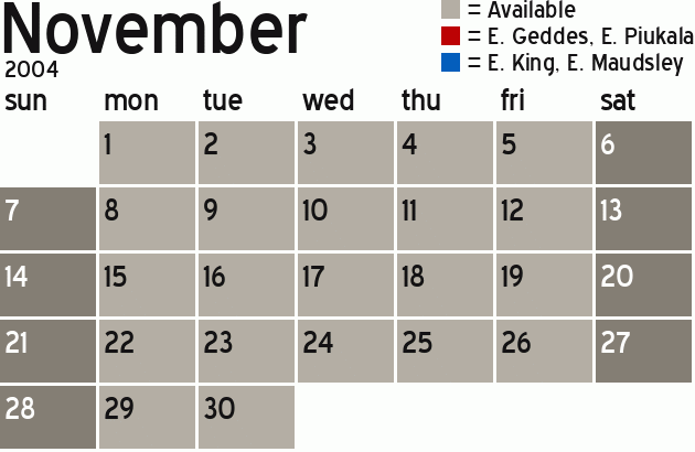 Missionary Dinner Calendar