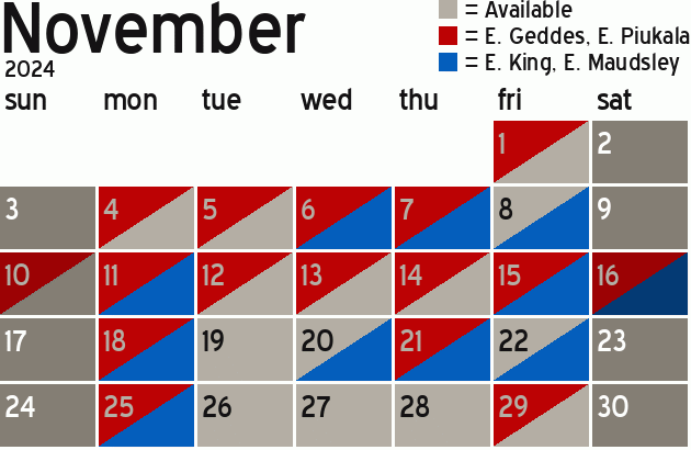 Missionary Dinner Calendar