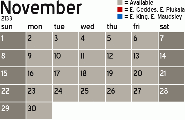 Missionary Dinner Calendar