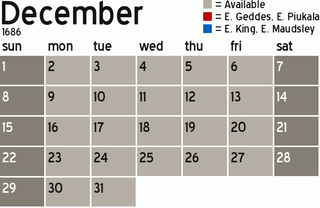 Missionary Dinner Calendar