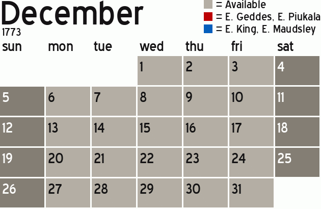 Missionary Dinner Calendar